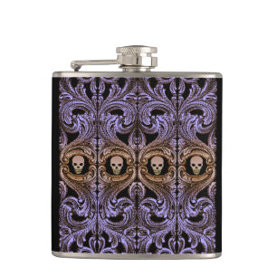 Goth Purple Ornament With Skull Hip Flask