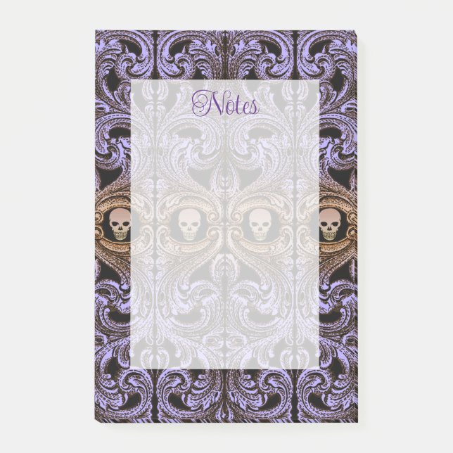 Goth Purple Ornament With Skull  Post-it Notes (Front)