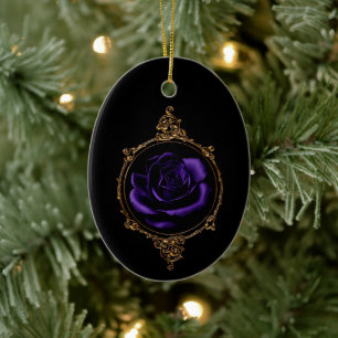Goth Purple Rose  Ceramic Ornament
