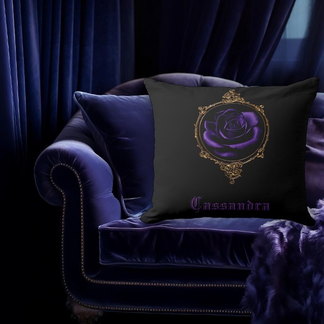 Goth Purple Rose Personalised  Cushion (Creator Uploaded)