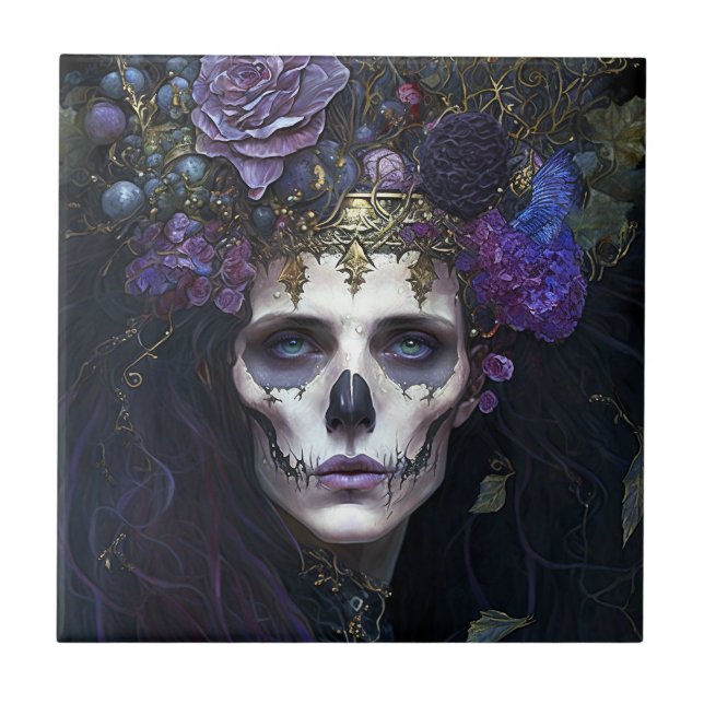 Goth Queen Fantasy Art Ceramic Tile (Front)