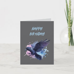 Goth Raven Birthday Card Dark Aesthetic