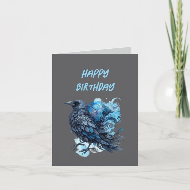 Goth Raven Birthday Card Dark Aesthetic (Front)