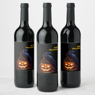 Goth Raven Dark Aesthetic  Wine Label
