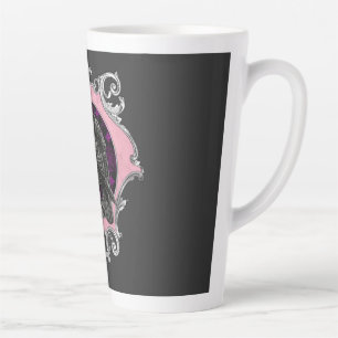 Goth Raven Rose Frame Latte Mug