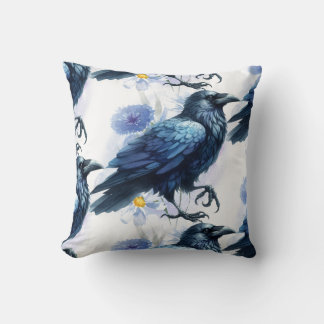 Goth Raven Throw Pillow