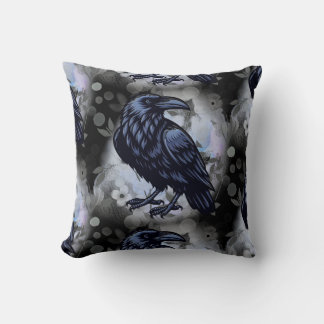 Goth Raven Throw Pillow