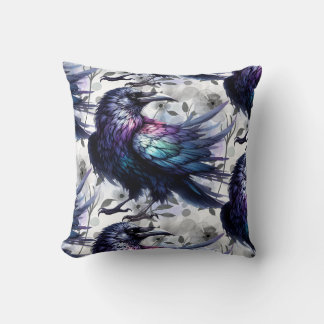 Goth Raven Throw Pillow