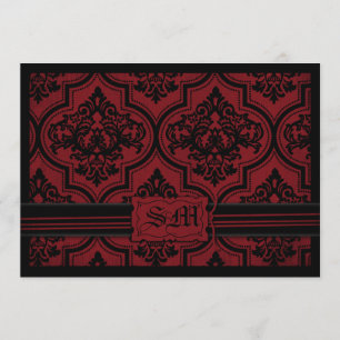Goth Red Black Damask Wedding Envelope Invitation
