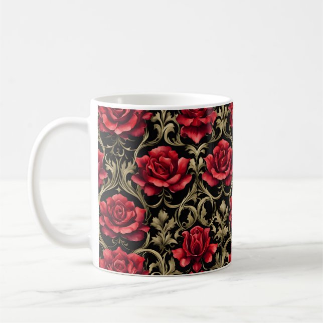 Goth Red Roses on Black #4 Coffee Mug (Left)