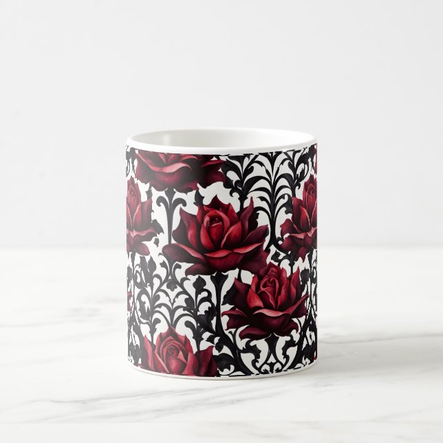 Goth Red Roses on White Background #1 Coffee Mug (Center)