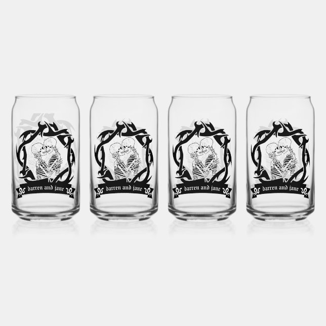 Goth Romantic Wedding And Valentine Gift Can Glass (Front)
