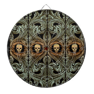 Goth Sage Green Ornament with Skull Dartboard