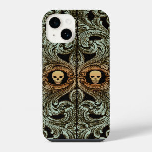Goth Sage Green Ornament With Skull iPhone Case