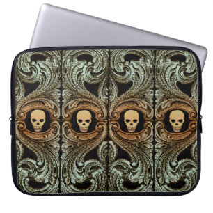 Goth Sage Green Ornament With Skull Laptop Sleeve