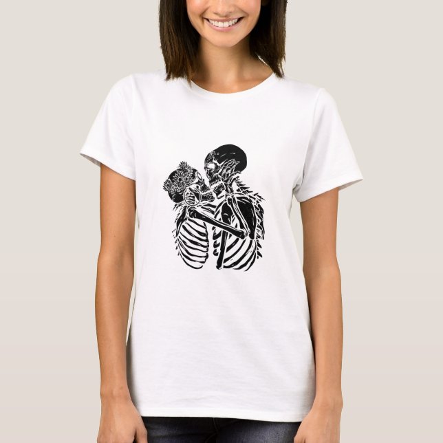 goth skeleton lovers valentines T-Shirt (Front)