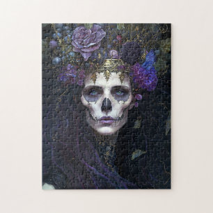 Goth Skeleton Skull Woman Gothic Jigsaw Puzzle