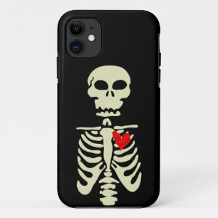 goth skeleton valentines day heart iPhone 11 case