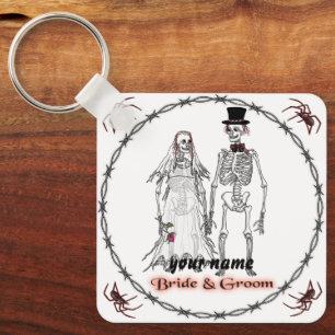 Goth Skeleton Wedding keychain