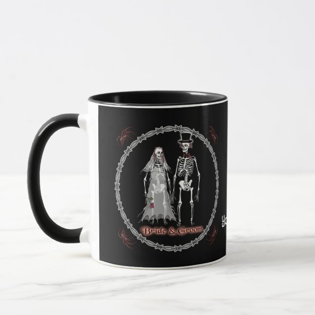 Goth Skeleton Wedding  mug (Left)