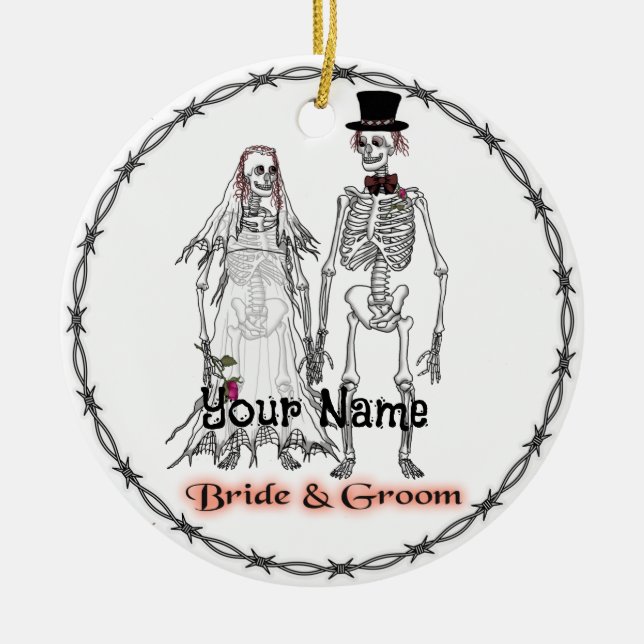 Goth Skeleton Wedding Ornament  (Front)