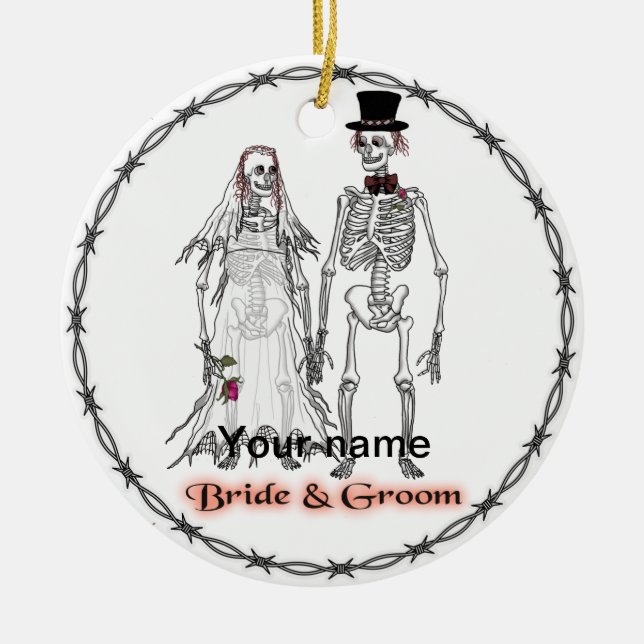Goth Skeleton Wedding  ornaments (Front)