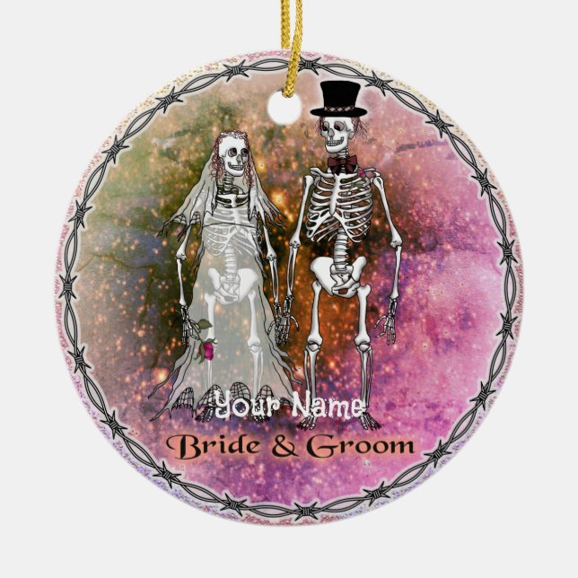 Goth Skeleton Wedding  ornaments (Front)