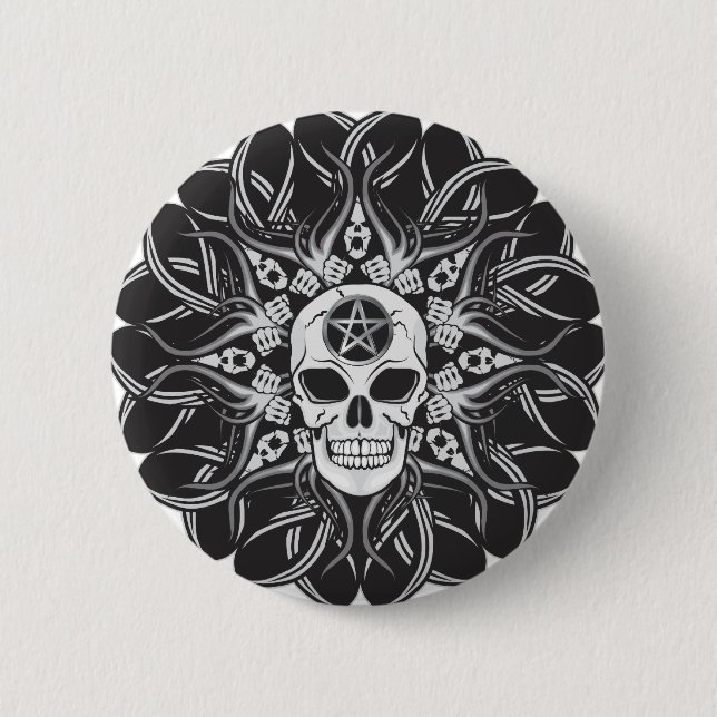 Goth Skull 6 Cm Round Badge (Front)