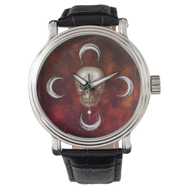 Goth Skull and Moon Celestial Watch (Front)