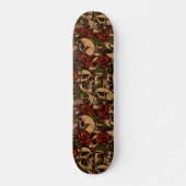 Goth Skull and Roses Graffiti pattern  Skateboard (Front)