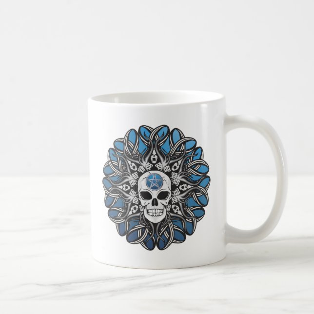 Goth Skull - Blue Coffee Mug (Right)