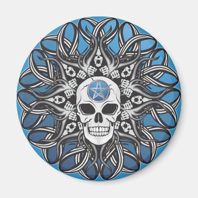 Goth Skull - Blue Magnet (Front)