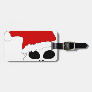 goth skull christmas luggage tag