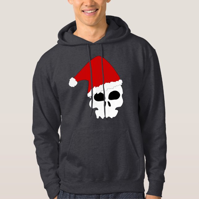 goth skull christmas mens hooded hoodie sweatshirt (Front)