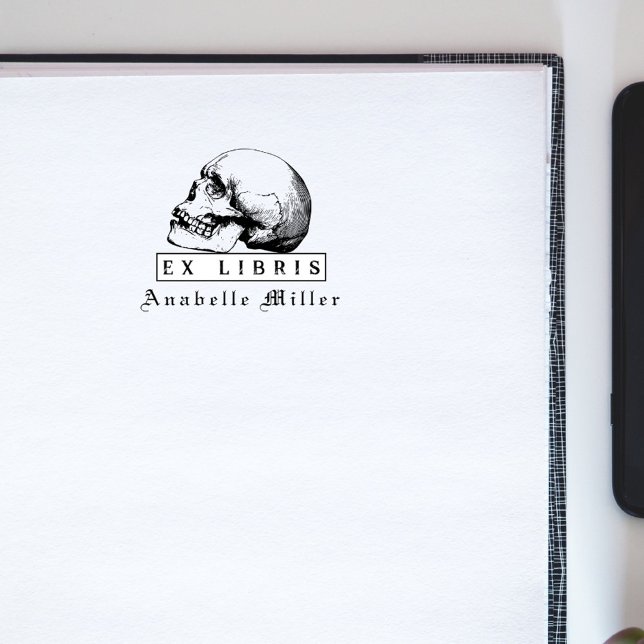 Goth Skull Mediaeval Script Custom Library Books Rubber Stamp (Goth Skull Medieval Script Custom Library Books Rubber Stamp)