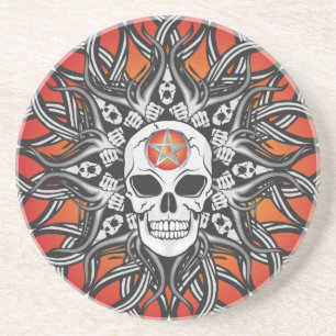 Goth Skull - Orange Coaster