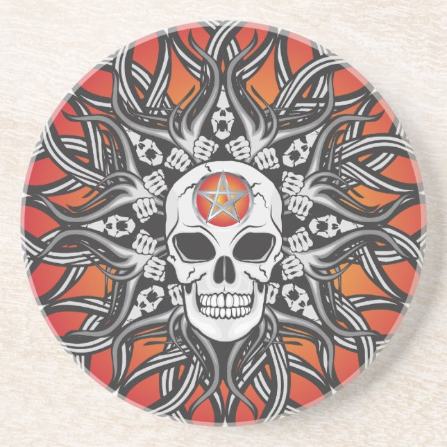 Goth Skull - Orange Coaster (Front)