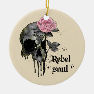 Goth Skull Rebel Soul Ceramic Ornament