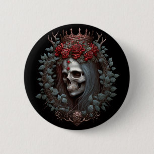 Goth Skull Roses Crown Gothic 6 Cm Round Badge