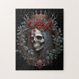 Goth Skull Roses Crown Gothic Jigsaw Puzzle