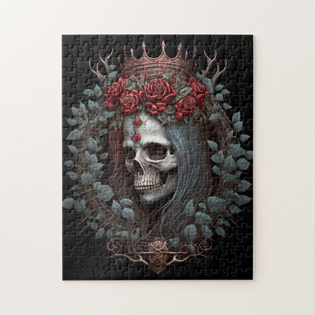 Goth Skull Roses Crown Gothic Jigsaw Puzzle (Vertical)