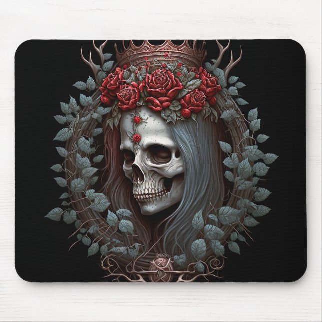 Goth Skull Roses Crown Gothic Mouse Pad (Front)