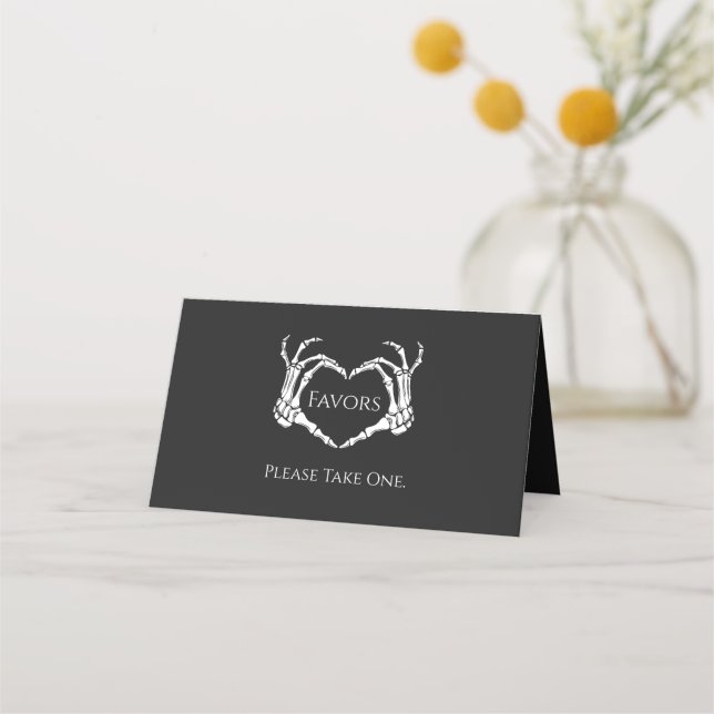 Goth Skull Skeleton Hand Favours Place Card (Front)