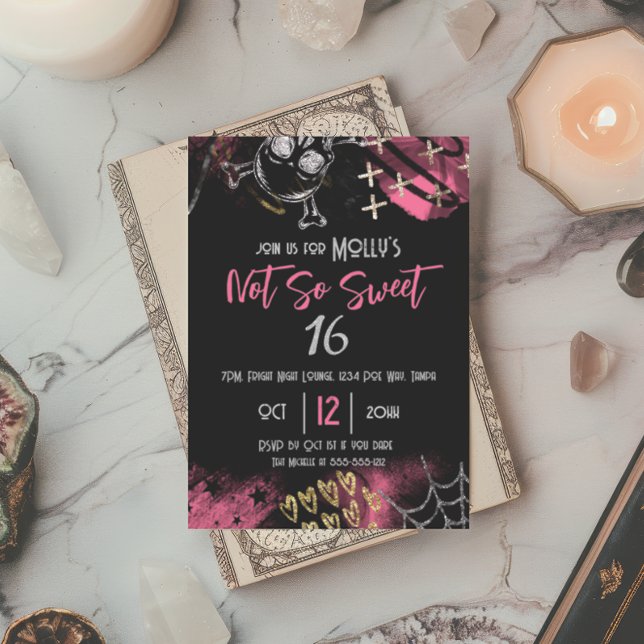 Goth Skull Sweet 16 Birthday Party Invitation (Creator Uploaded)