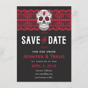 Goth Skull Swirl & Lace Wedding Save the dates Save The Date