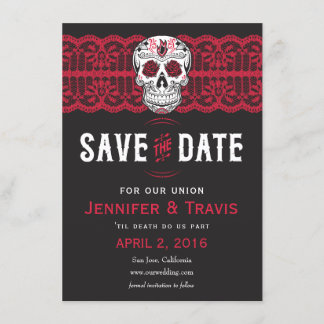 Goth Skull Swirl & Lace Wedding Save the dates Save The Date
