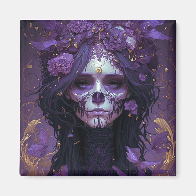 Goth Skull Woman Dark Fantasy Art Magnet (Front)