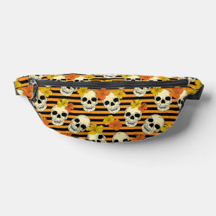 Goth Skulls and Flowers Floral Halloween Bum Bags