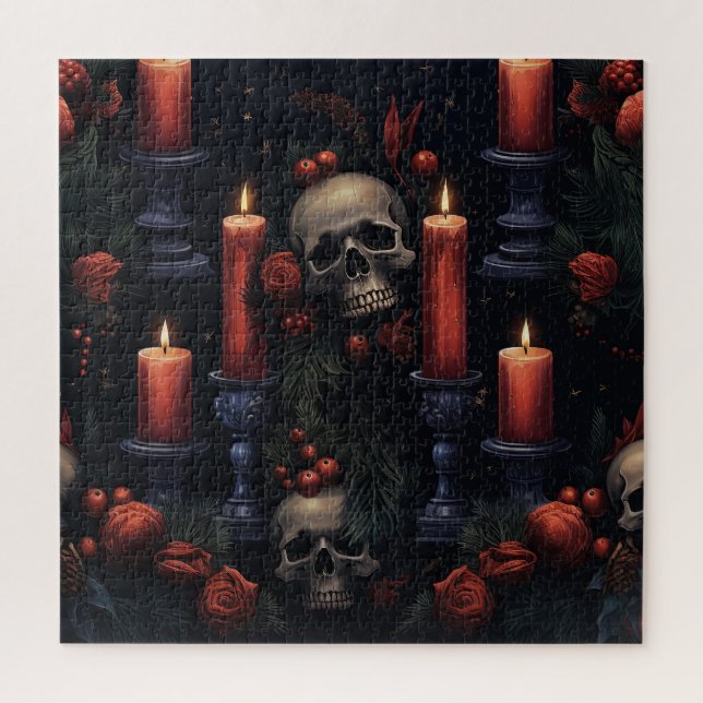 Goth Skulls & Candles Christmas Jigsaw Puzzle (Vertical)