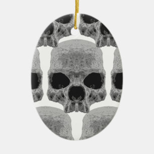goth skulls ceramic ornament